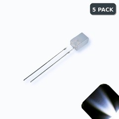 5 x 12v 3mm Cube Frosted Lens LED – Cool Clear White LED – Ultra Bright (5v-15v)
