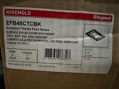 🔴Wiremold EFB45CTCBK EVOLUTION SERIES FLOOR BOX SURFACE COVER BLACK‼️