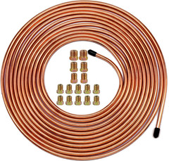 Upgraded Brake Line Tubing Kit – 25 Ft. of 3/16 Copper Coated Flexible Tube, Rol