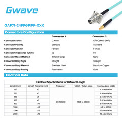 2.4mm 4 Hole Flange Female to GPPO Female RG-405SS Flexible Cable | DC-50GHz