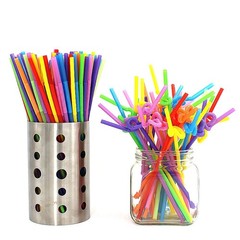 ALINK 300 PCS Flexible Plastic Drinking Straws, 10.2 Inches One Size, Rainbow