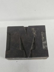 Antique Wood Letterpress Letter M Type Print Block – 2.5′ x 2″