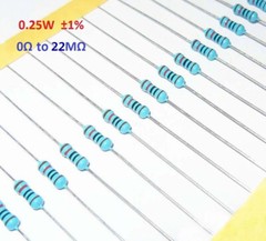 100PCS 1/4W 0.25W Metal Film Resistor ±1%- Full Range of Values (0Ω to 22MΩ)