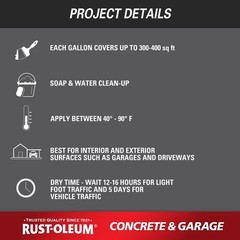 Rust-Oleum 225380 1-Gal Battleship Gray Satin Concrete Floor Paint – 2-Pack