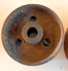 Hit and Miss steel pulley wheels unmarked 8 and 5 antique Steam Punk