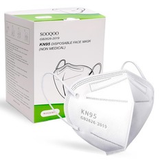 50 Pcs 5-Layer Disposable Face Masks for Adults – White, Lightweight Protection