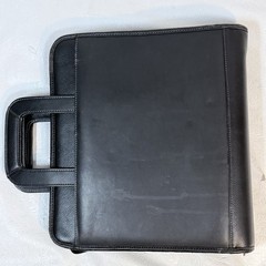 Franklin Covey Day One Monarch Black Vinyl Zip 3 Ring Briefcase Binder Handles