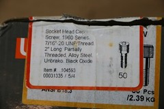 Unbrako 7/16″-20 X 2″ Socket Head Cap Screws 50 Pieces Alloy Steel #104593