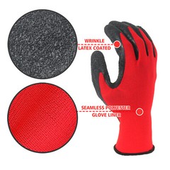 EvridWear 12 Pairs Pack Crinkle Latex Rubber Coated Work Gloves