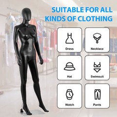 70″ Black Female Mannequin Full Body Maniquine Model Stand Adjustable Metal Base
