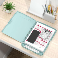 Plastic Clipboard with Storage, 8.5 x 11 High Capacity Folio Nursing Case with P