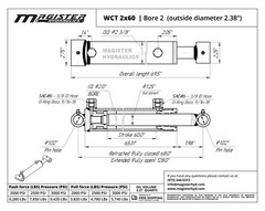 Hydraulic Cylinder Welded Double Acting 2″ Bore 60″ Stroke Cross Tube 2×60 new