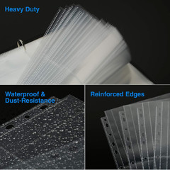 30 Heavy Duty 8×10 Photo Sleeves for 3 Ring Binder, Clear Refill Pages