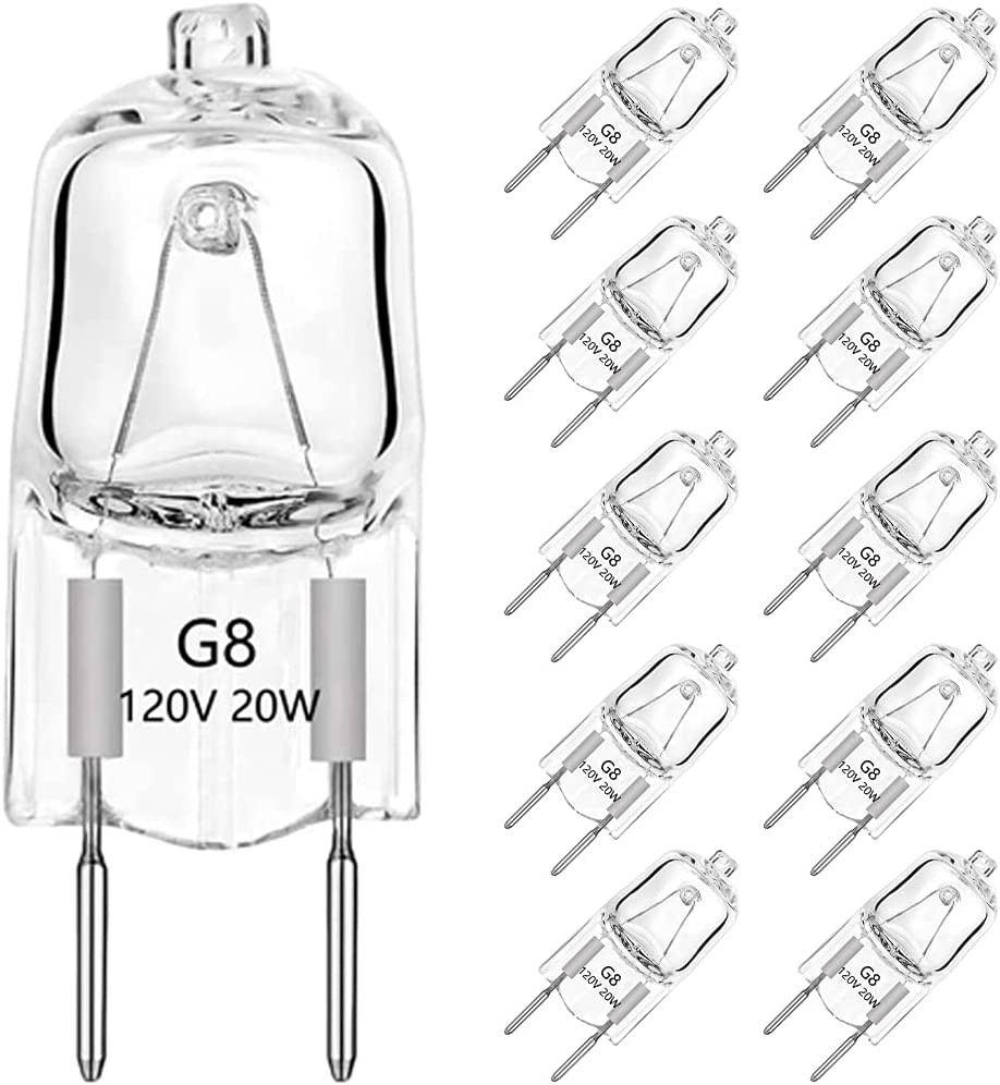 10Pack G8 Light Bulbs 20W Dimmable 120V G8 Base 2Pin Xenon Bulb T4 JCD