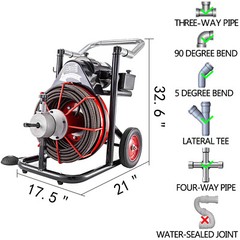 Commercial 100ft 1/2” Sewer Snake Drain Auger Cleaner Cleaning Machine Plumbing