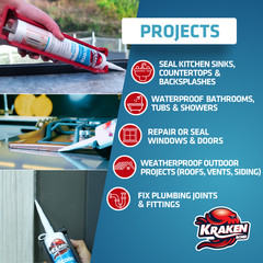 Kraken Bond RTV Silicone Caulk Gray ( 12×10.1 oz) Waterproof Caulk 12 Pack