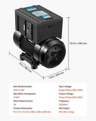VEVOR Single to 3-Phase Rotary Phase Converter 2.5HP 7A 208-240V Input/Output