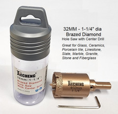 1-1/4″ dia (32mm) Brazed Diamond Hole Saw with Center Drill – Box of 2