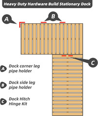 Dock Brackets Hardware Stationary Dock Side Leg Pipe Holder,Heavy Duty Dock Post