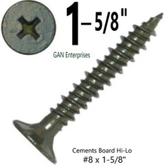 Cement Board Screws Phillips Wafer Head w/Nibs #8 x 1-1/4″, 1-5/8″ & 2-1/4″