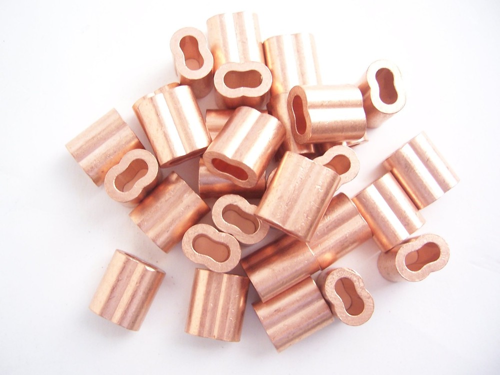 100 Copper Sleeves for Wire Rope, 1/16″, Made in USA