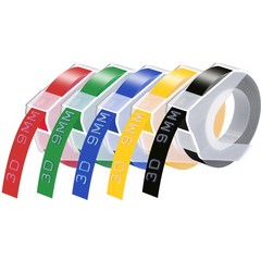 5PK Black Red Green Blue Yellow for Dymo Label Makers 3D Embossing Tapes 3/8″