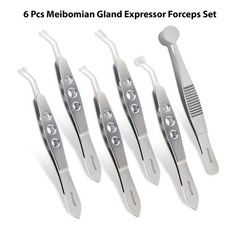 Meibomian Gland Expressor Forceps Set Eyelid Tweezers Kit Ophthalmic Tools 6 Pcs