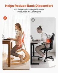 VEVOR Ergonomic Kneeling Chair Wood Posture Chair with Backrest & Thick Cushions
