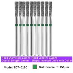 10/pk Vakker Dental Inverted Cone FG Diamond Burs 807-018C Coarse Grit
