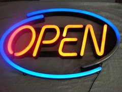 😉 ANIMATED MULTI-COLOR ILLUMINATED RETAIL COMMERCIAL OVAL OPEN SIGN 27” 3PT8