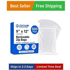 9” X 12” 500 Count 2 Mil Clear Reclosable Zip Plastic Poly Bags with Resealab…