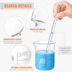 10 Pack Glass Lab Pyrex Beaker Set Measuring Cup 50/100/250/500/1000 ML
