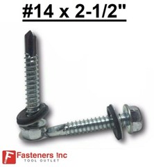 #14-14 x 2-1/2″ Hex Rubber Washer Self Drilling Screws Roofing Siding 3/8″ Drive