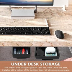 2 Pack Under Desk Drawer Organizer,Plastic Under Desk Storage Drawers Attachment