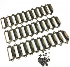 Office Library File Drawer Tag Frame Label Holder Pull Handle 30Pcs (Brass)