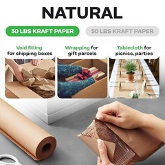 18″ x 14400″ 1200 ft Large Brown Kraft Paper Roll for Packing – Perfect Natur…