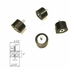 4 Rubber Vibration Isolator Mounts (1-1/2 Dia x 1″ Ht) 5/16-18 x 5/8 Length Stud