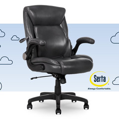 Air Lumbar Bonded Leather Manager Office Chair, Gray Faux Leather