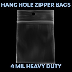 2″x8″ Hang Hole Zip Top Lock Seal Reclosable Poly Bags Zipper Baggies 4Mil