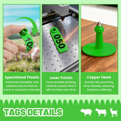 Numbered Cattle Ear Tags with Plier, 001-100 for Livestock Identification