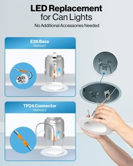 Sunco LED 6 Inch (2 Pack), 5 CCT in One (2700K, 3000K, 3500K, 4000K, 5000K)