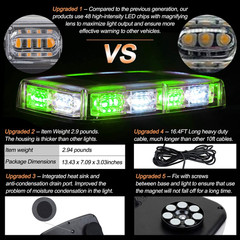 48-LED Roof Top Strobe Light Mini LED Bar Magnetic Base Emergency Safety Green