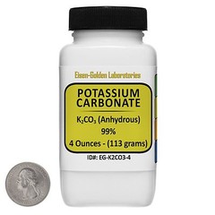 Potassium Carbonate [K2CO3] 99% ACS Grade Powder 4 Oz in an Easy-Pour Bottle USA