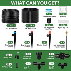230FT Drip Irrigation System for Garden with 38pcs Adjustable Copper Nozzles …