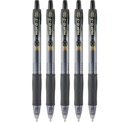 Pilot G2 0.7mm Roller Ball Gel Pens Black Ink 5-Pack (31078)