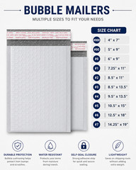 Poly Bubble Mailers Shipping Envelopes Bags #000 #00 #0 #1 #2 #3 #4 #5 #6 #7