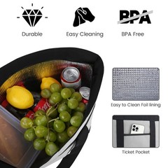 Insulated Grocery Tote Bag Large Reusable Cooler Bags w/ Zipper Leakproof Grey
