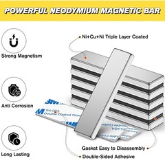 Strong Magnet Strips Heavy Duty – Rare Earth Magnets with Adhesive – Pack of 6