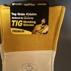 Tillman 24C2XL 2XL Kidskin Leather TIG Welding Gloves Gauntlet White Pair