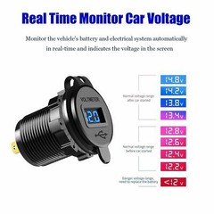 12V-24V Dual USB Charger LED Digital Display Voltage Amp Gauge Ammeter Voltmeter